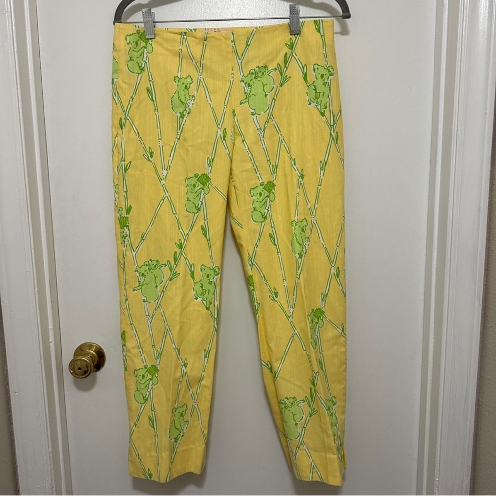 Lilly Pulitzer Originals Vintage Women’s Capri Pants Yellow Koala Bamboo Print